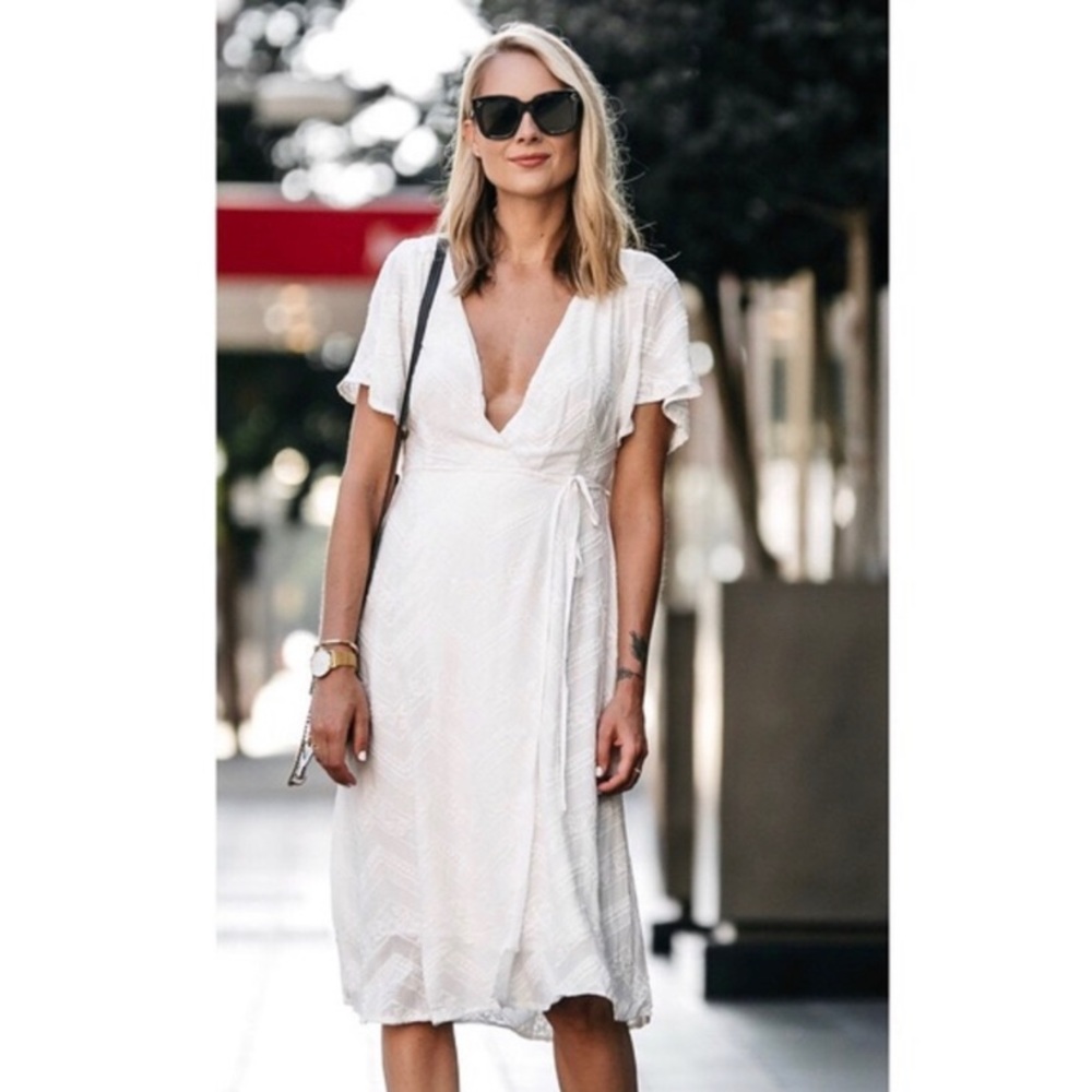 NWT ASTR Embroidered Wrap Dress